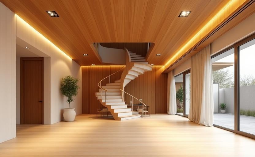 Modern Villa Projesi – Ahşap tavan ve paneller